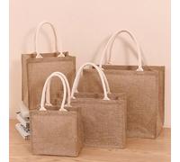1 pièce Grand, moyen et petit sac fourre-tout réutilisable en canevas de jute, sac de courses simple en style canevas, sac à lunch, imperméable et facile à porter, idéal pour un usage quotidien et l'e