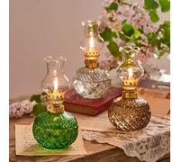 1 pièce Grande lampe à huile rustique, lampe à huile en verre vintage à la lampe à kérosène antique pour une utilisation intérieure, éclairage d'urgence, lampe tempête (ne contient pas de liquide) Rou
