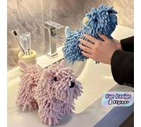 1 pièce Grande taille super douce serviette de bain en peluche très absorbante de forme mignonne de chiot multicolore pour la cuisine, la salle de bain, la décoration de la maison, cadeau de pendaison