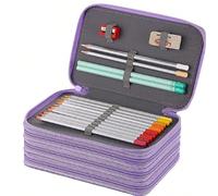 1 pièce Grande trousse à crayons zippée, sac à crayons multifonctionnel, boîte à crayons de couleur avec 72 fentes et 3 grands trous pour le taille-crayon, la gomme et les crayons. Fournitures scolair