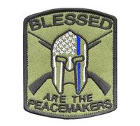 1 pièce Green God Blessed are The Peacemakers Fine Blue Line Tactical Brodé Crochet et Boucle Support Police Army Law Staff Patch pour casquettes, sacs, sacs à dos, vêtements, épaule, gilet