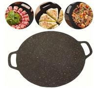 1 pièce Grill coréen BBQ, Poêle à griller ronde antiadhésive de 34 cm, convient pour une utilisation à la maison et en extérieur, appareil électroménager de cuisine 13,39 pouces / 34 cm,12,6 pouces/32