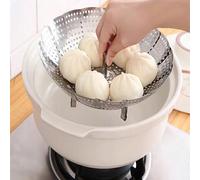 1 pièce Grille de cuisson à la vapeur en acier inoxydable premium réglable, panier à fruits multifonction pliable, plateau de cuiseur à vapeur pour petits pains et dim sum, 3 tailles (petite, moyenne,