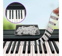 1 pièce Guide de notes de piano disponible en style carton blanc pur / style silicone, marqueur de touches de piano réutilisable et amovible, facile à installer et à retirer, convient aux touches 61/8