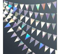 1 pièce Guirlande de fanions imprimés paillettes argentées de 4 m pour fête d'anniversaire, décoration suspendue de fête, décorations de festival, fanions, Noël Taille Unique,5 pièces,10 piècesPapetie