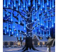 1 pièce Guirlande lumineuse solaire à effet de météore Lumières de Noël pour l'extérieur, lumières de pluie d'étoiles filantes 8 tubes (30 cm/45 cm) Glaçons Chute de neige pour décoration d'arbre de N