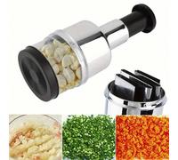 1 pièce Hachoir manuel à légumes, Coupe-oignon multifonction, Presse-ail portable en acier inoxydable avec récipient, Convient pour l'oignon, l'ail, le céleri, la carotte et autres préparations de sal