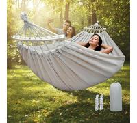 1 pièce Hamac épais pour l'extérieur avec tiges en bois - Corde en nylon renforcée, convient pour la cour, le jardin, le parc - Fauteuil suspendu pour deux personnes, balcon multifonctionnel (cadre no