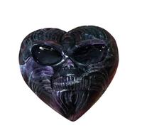 1 Piece Hand Carved Crystal Heart with Skull face Home Decor Gemstone Stone
