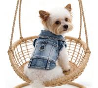 1 pièce Harnais de gilet pour petit chien avec attache de laisse, effet jean, convient pour le printemps/automne, caniche, bichon frisé, nounours, petites races de chiens, taille petite, il est recomm