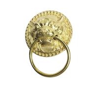 1 pièce, heurtoir de porte en laiton antique avec tête lion, petit anneau traction bon augure, poignée bois massif, boutons décoratifs Pour Portail Maison Et Commerce(Gold)