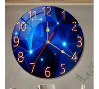1 pièce Horloge murale en bois silencieuse Constantplanet de 10 pouces/12 pouces - Design géométrique bleu marine rêveur - Convient pour le salon, la chambre à coucher, la cuisine et la décoration ext