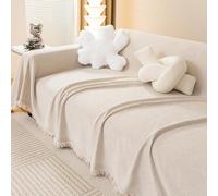 1 pièce Housse de canapé en chenille de couleur unie avec glands, fabriquée avec une technique anti-griffes, convient pour le salon, la chambre, le bureau, la décoration de la maison, pour les canapés