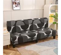 1 pièce Housse de canapé/lit demi-circulaire à motif géométrique, housse en polyester extensible, convient aux canapés sans accoudoirs, pour une utilisation toute saison L,M,SRayé,PlantesMicrofibre