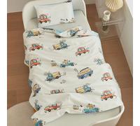 1 pièce Housse de couette imprimée de dessins animés, motifs ludiques et mignons de bus et de voitures, doux et confortable 100% coton à impression numérique, convient pour les chambres d'enfants tout