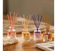 1 pièce Huile essentielle romantique, diffuseur à roseaux de 50 ml, mélange de parfums de lavande, pêche, oud et santal. Rafraîchisseur d'air pour la maison et la chambre à coucher, diffuseur à roseau