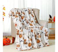1 pièce Imprimé floral vintage de citrouille fantôme - Style mignon d'automne d'Halloween - Couverture douce et moelleuse - Microfibre 100*150,150*200,130*150,70*100 très petitCartoon,Halloween,Tout I