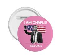 1 pièce Je suis Charlie Kirk Pins et Memorial Repose en paix Héros Charlie Kirk Bouton Badges ronds Broche de poitrine Décoration