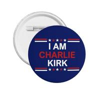 1 pièce Je suis Charlie Kirk Pins et Memorial Repose en paix Héros Charlie Kirk Bouton Badges ronds Broche de poitrine Décoration