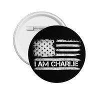 1 pièce Je suis Charlie Kirk Pins et Memorial Repose en paix Héros Charlie Kirk Bouton Badges ronds Broche de poitrine Décoration