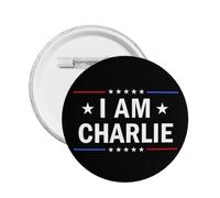1 pièce Je suis Charlie Kirk Pins et Memorial Repose en paix Héros Charlie Kirk Bouton Badges ronds Broche de poitrine Décoration
