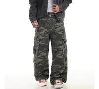 1 pièce Jeans à jambes larges et coupe ample à poches multiples de style camouflage de la rue Justice Brother, streetwear décontracté pour hommes L,M,S,XL,XS,XXL,XXXLgraphiqueJean