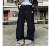 1 pièce Jeans amples à jambes larges de style frère de justice en coton délavé mode casual pour hommes L,M,S,XL,XS,XXLUnicoloreJean