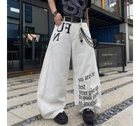 1 pièce Jeans infinis Marque américaine décontractée Pantalon évasé personnalisé imprimé patchwork pour hommes, style de rue ample et confortable Pantalon à jambes larges (le produit n'inclut pas la c