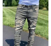 1 pièce Jeans slim élastique déchiré polyvalent pour hommes, jeans cargo slim confortable pour usage quotidien, convient comme cadeau pour mari/petit ami, style emo 30,31,32,36,38,40,33,34Tout Imprimé