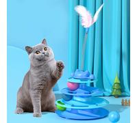 1 pièce Jouet de tourniquet pour chat en plumes artificielles en nylon + Tourniquet à quatre couches. C'est un jouet interactif pour chat qui se divertit et soulage l'ennui par lui-même, un must-have 