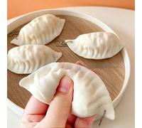 1 pièce Jouet sensoriel anti-stress squishy à montée lente en forme de dumpling réaliste, porte-clés pendentif en nourriture réaliste et douce, décoration de bureau esthétique et mignonne, cadeau créa