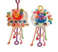 1 pièce Jouet sensoriel pour bébé, jouet d'activité en silicone en forme d'éléphant avec corde à tirer, pour nourrissons et tout-petits de 0 à 18 mois, jouet de développement des compétences motrices