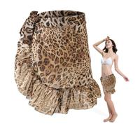 1 Pièce Jupe À Imprimé Léopard, Jupe De Plage À La Mode, Vêtements De Plage, Jupe Courte En Mousseline, Jupe Courte De Personnalité Rétro.