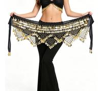 1 pièce Jupe de danse du ventre style sari douce et sexy, jupe mini foulard de hanche enveloppant égyptien à sequins scintillants et franges à pampilles, tenue de danse flamenco à franges pour danse o