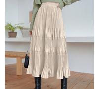 1 pièce Jupe élégante pour femmes, de couleur unie, avec ourlet plissé et volants L,M,S,XL,XSUnicoloreÉtoffe