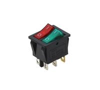 1 pièce KCD8 double interrupteur à bascule interrupteur à 6 broches avec lumière LED verte et rouge 20A 125VAC(Red Green)