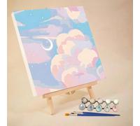 1 pièce Kit de peinture par numéros pour adultes débutants, Lune, style frais, 20 W x 20 L ou 30 W x 30 L , images sur canevas, peinture avec 2 pinceaux, pigments acryliques pour fleurs et paysages, p