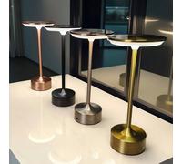 1 pièce Lampe d'ambiance décorative moderne, sans fil, rechargeable par USB, lampe de bureau LED portable, lampe UFO, variateur tactile 3 couleurs, en métal, solide et durable, convient pour la table