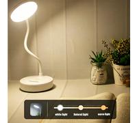 1 pièce Lampe de bureau à base ronde avec bouton LED blanc, lampe de lecture, lampe de bureau LED, lampe de bureau, rechargeable/à brancher en option, trois températures de couleur, convient pour le d