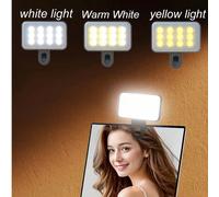 1 pièce Lampe de clip LED rechargeable USB, 3 modes d'éclairage, alimentation double USB et batterie, compatible avec iPhone 15/14/13/12/11 Pro Xs, A72/A71/A52/A51, pour téléphone, remplissage de camé