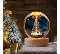 1 pièce Lampe de nuit créative boule de cristal 3D, diamètre 6 cm, série bonhomme de neige automne et hiver, série couple de la Saint-Valentin, cœur romantique, gravure laser, sapin de Noël, bonhomme 