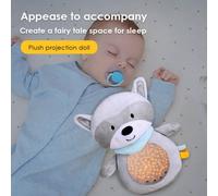 1 pièce Lampe de projection bébé en peluche, animal en peluche musical pour l'aide au sommeil des enfants, poupée en peluche à projection de ciel étoilé, poupée en peluche réconfortante, cadeau d'anni