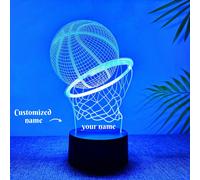 1 pièce Lampe d'illusion 3D personnalisée panier de basket-ball, veilleuse décorative cadeau pour les amateurs de basket-ball, décoration de chambre Taille UniqueABS