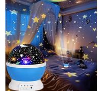 1 pièce Lampe étoilée de rêve, projecteur de ciel étoilé, rotation romantique, lampe rotative à étoiles en cristal, veilleuse LED à rotation automatique 360°, alimentée par USB avec luminosité réglabl