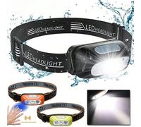 1 pièce Lampe frontale LED rechargeable - Lampe de poche mains libres ajustable et à détection de mouvement pour la pêche, le camping, la lecture et les barbecues, usage extérieur, portable, course à 