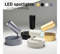 1 pièce Lampe murale LED sans fil rechargeable, en matériau ABS, lampe à aspiration magnétique à commande tactile, veilleuse rotative à 360°, convient pour la chambre, la décoration de la maison, la t