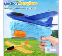 1 pièce Lanceur de planeur en mousse interactif pour l'extérieur, avion à réaction, accessoires d'avion, jouet d'avion, avion Camouflage Blue 1 lanceur + 1 avion,Épée bleue plus Plan bleu,Lanceur bleu