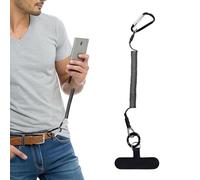 1 Pièce Lanière Anti-vol pour Téléphone avec Câble en Acier Rétractable, Sangle Extensible 100 cm avec Mousqueton et Patch Adhésif, pour Randonnée Voyage (Noir)