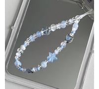1 pièce Lanière de téléphone avec étoile bleue de Klein et cristal en forme de cœur, sangle girly, cadeau idéal pour la mère, la famille, les amis, l'anniversaire, les vacances. Charm de téléphone com