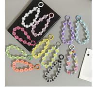 1 pièce Lanière de téléphone courte en perles givrées colorées de dopamine avec clip de fixation, convient pour coque de téléphone, étui d'écouteurs, appareil photo, porte-clés, pendentif de sac, etc.